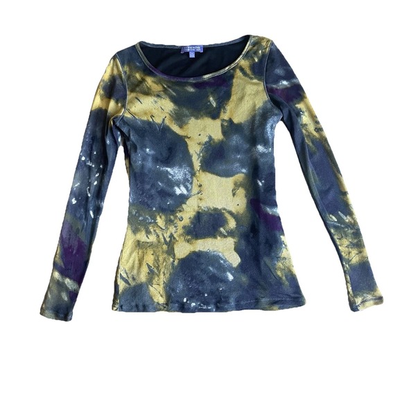 Tie-Dye Tops - Vivianne‎ Tam Tie Dye Long Sleeve Top Medium Abstract Mesh Stretch Y2K Boho